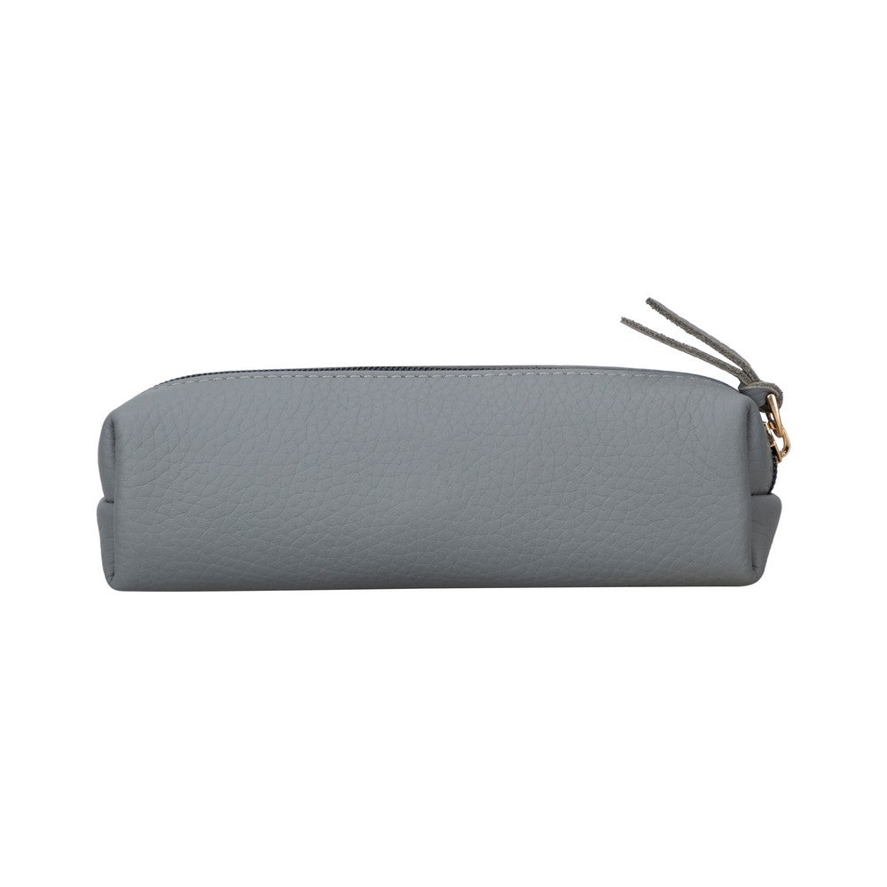 Genuine Leather Pencil Case, Handmade Zipper Case, Ash Gray