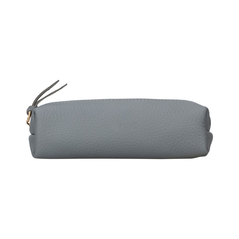 Genuine Leather Pencil Case, Handmade Zipper Case, Ash Gray