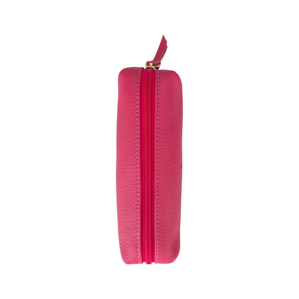 Real Leather Pencil Case, Handmade Zipper Case, Candy Pink