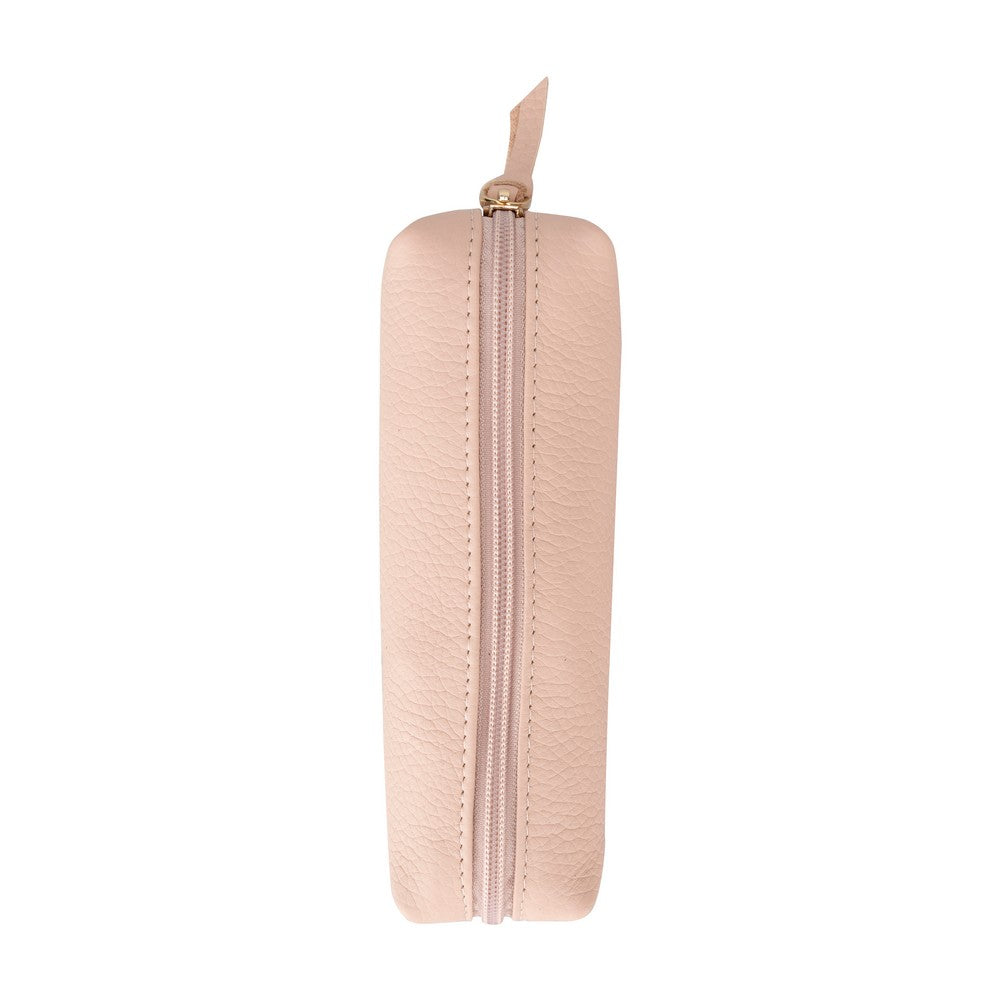 Real Leather Pencil Case, Handmade Zipper Case, Powder Pink