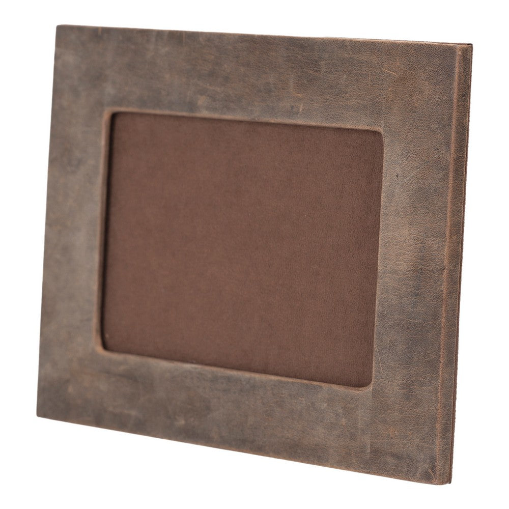 Real Leather Desktop Photo Frame, 22x17cm (15x10 photos) Antique Brown