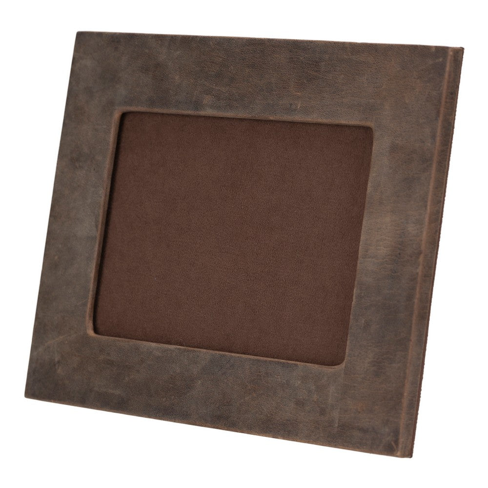 Real Leather Desktop Photo Frame, 22x17cm (15x10 photos) Antique Dark Brown