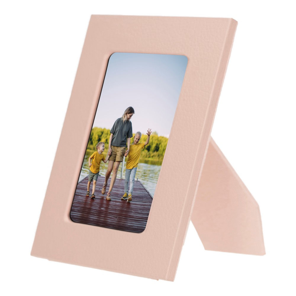 Real Leather Desktop Photo Frame, 22x17cm (15x10 photos) Beige