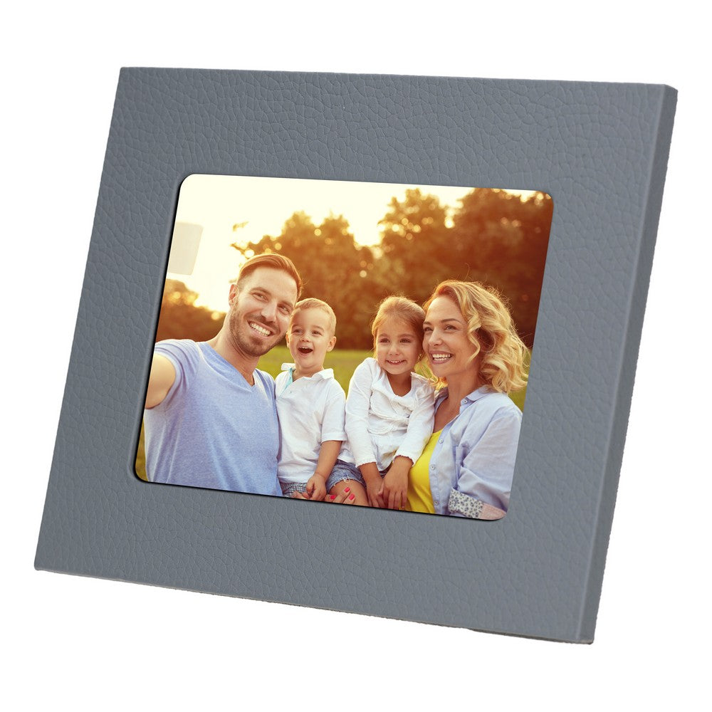 Real Leather Desktop Photo Frame, 22x17cm (15x10 photos) Gray