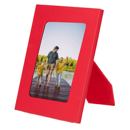 Real Leather Desktop Photo Frame, 22x17cm (15x10 photos) Red