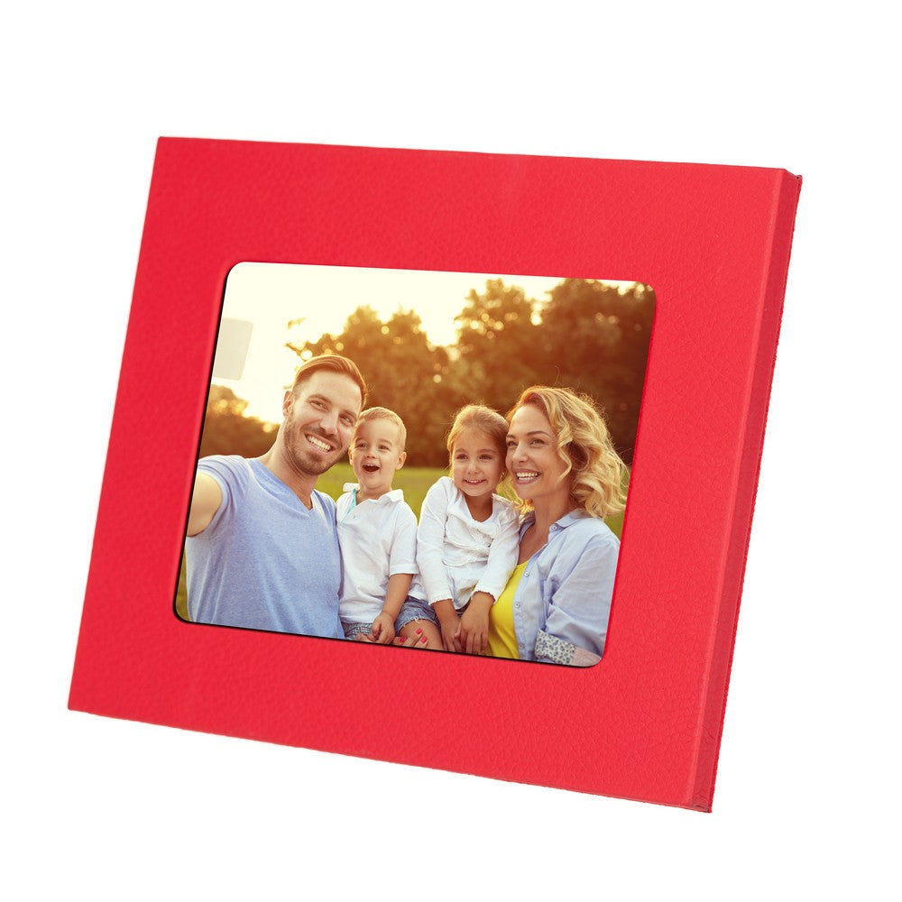 Real Leather Desktop Photo Frame, 22x17cm (15x10 photos) Red