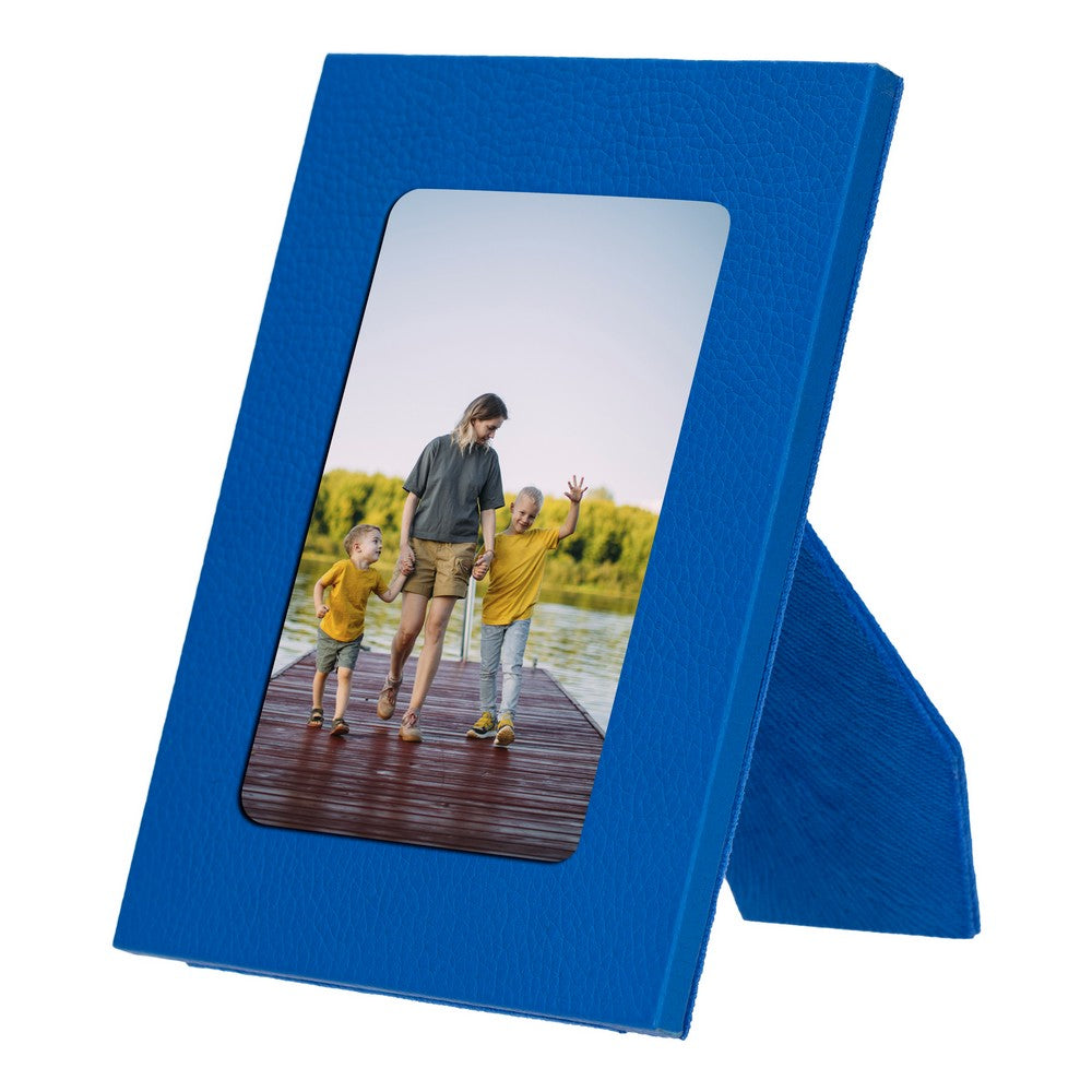 Real Leather Desktop Photo Frame, 22x17cm (15x10 photos) Blue