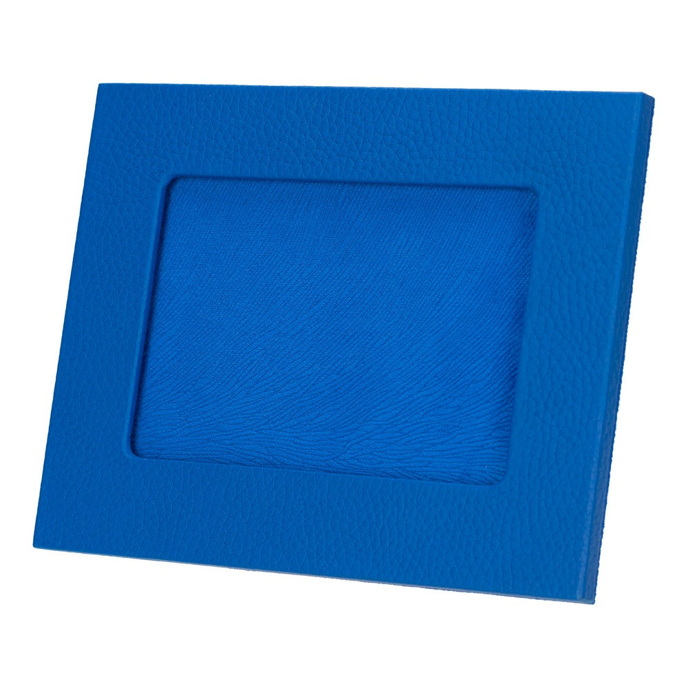 Real Leather Desktop Photo Frame, 22x17cm (15x10 photos) Blue