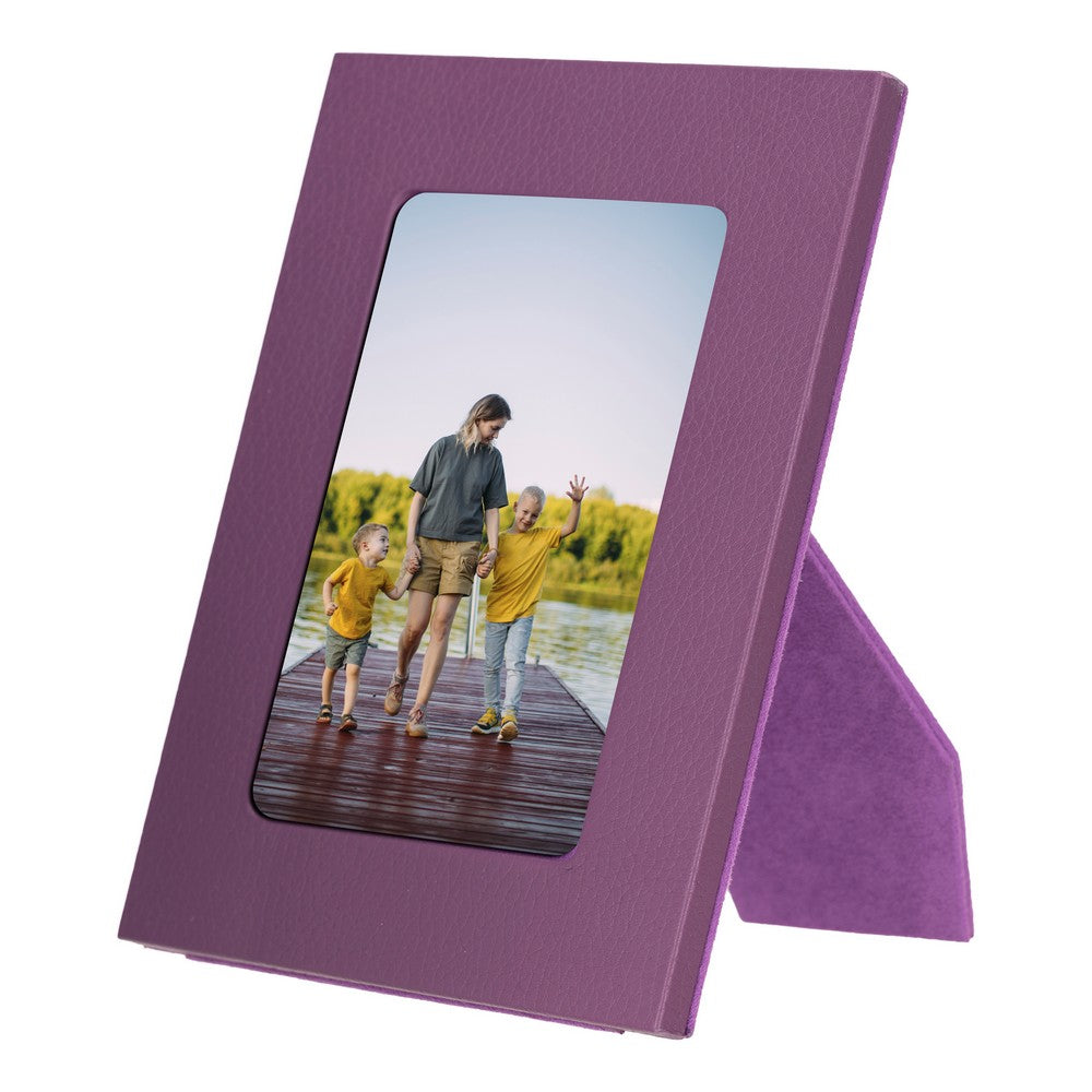 Real Leather Desktop Photo Frame, 22x17cm (15x10 photos) Purple