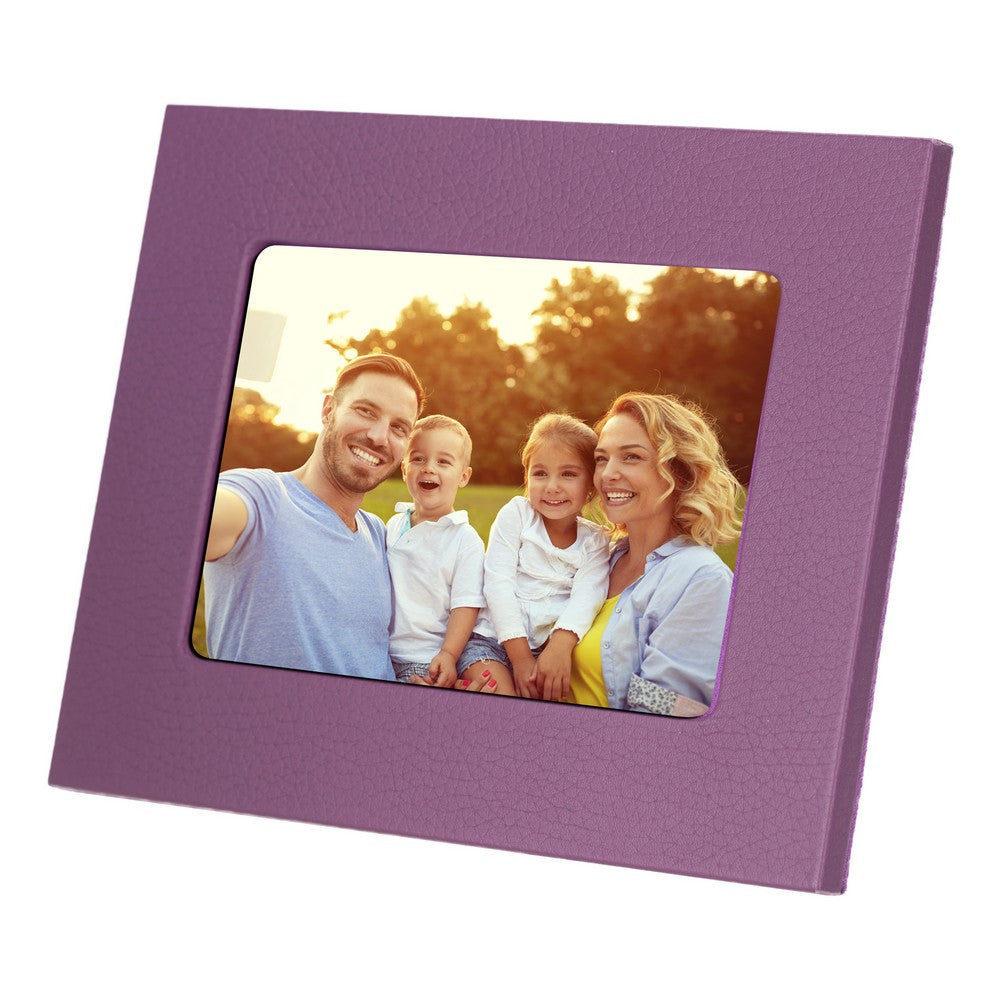 Real Leather Desktop Photo Frame, 22x17cm (15x10 photos) Purple