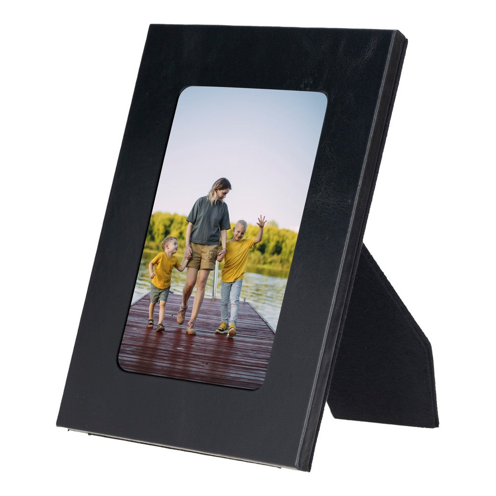 Real Leather Desktop Photo Frame, 22x17cm (15x10 photos) Rustic Black