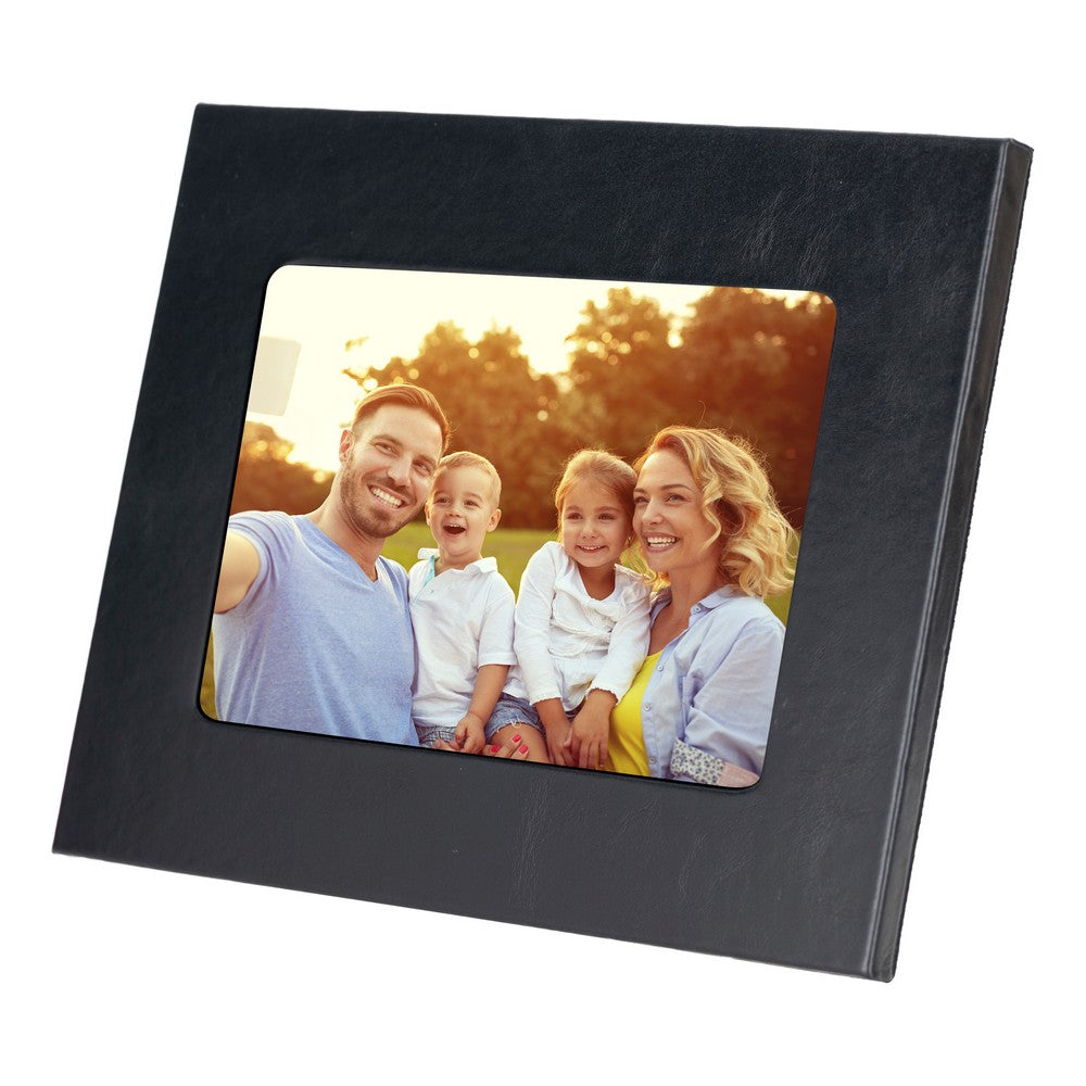 Real Leather Desktop Photo Frame, 22x17cm (15x10 photos) Rustic Black