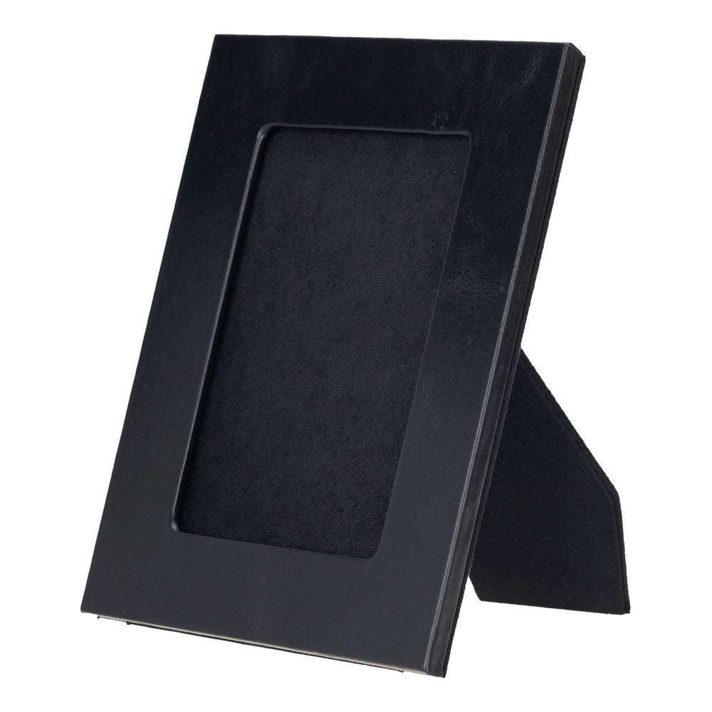 Real Leather Desktop Photo Frame, 22x17cm (15x10 photos) Rustic Black