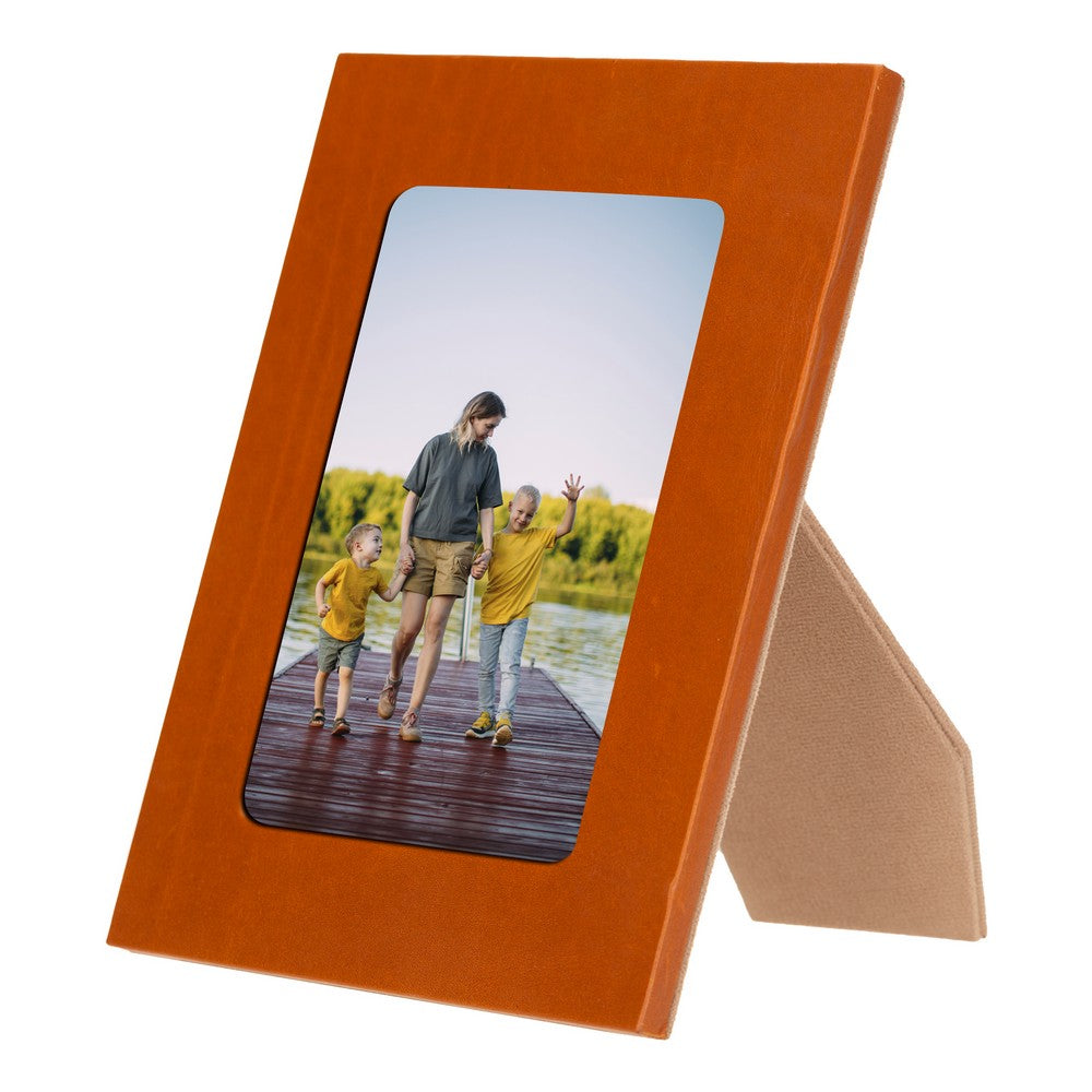 Real Leather Desktop Photo Frame, 22x17cm (15x10 photos) Rustic Tan