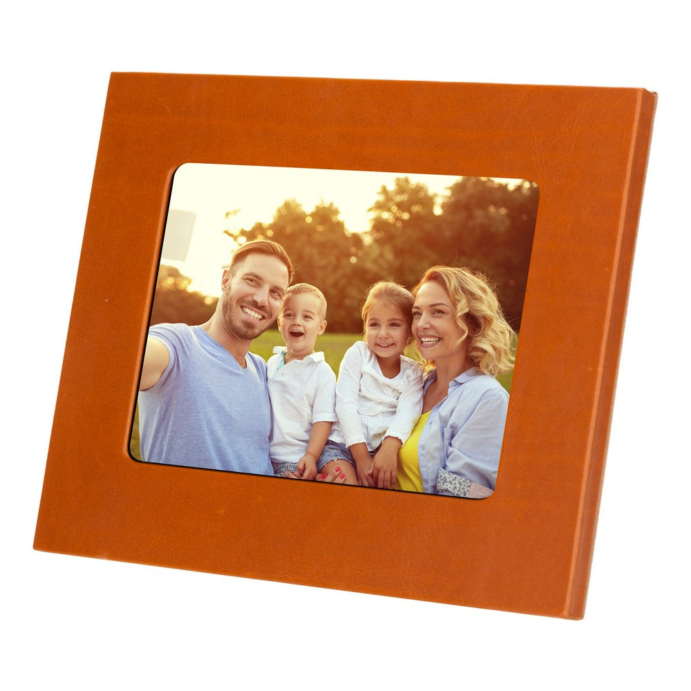 Real Leather Desktop Photo Frame, 22x17cm (15x10 photos) Rustic Tan