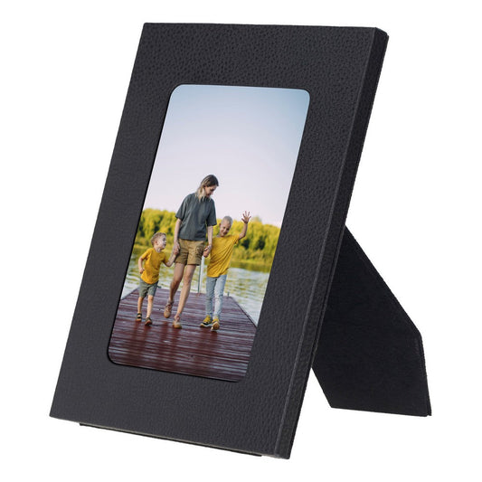 Real Leather Desktop Photo Frame, 22x17cm (15x10 photos) Black