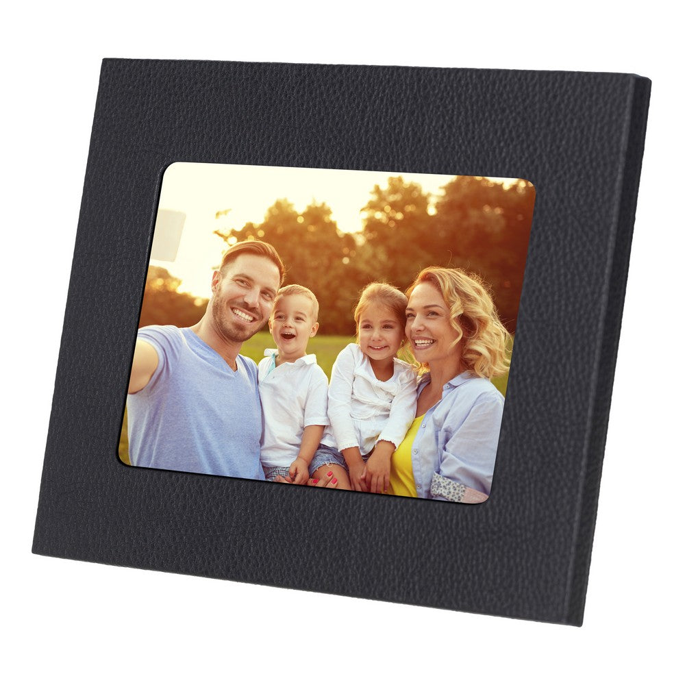 Real Leather Desktop Photo Frame, 22x17cm (15x10 photos) Black