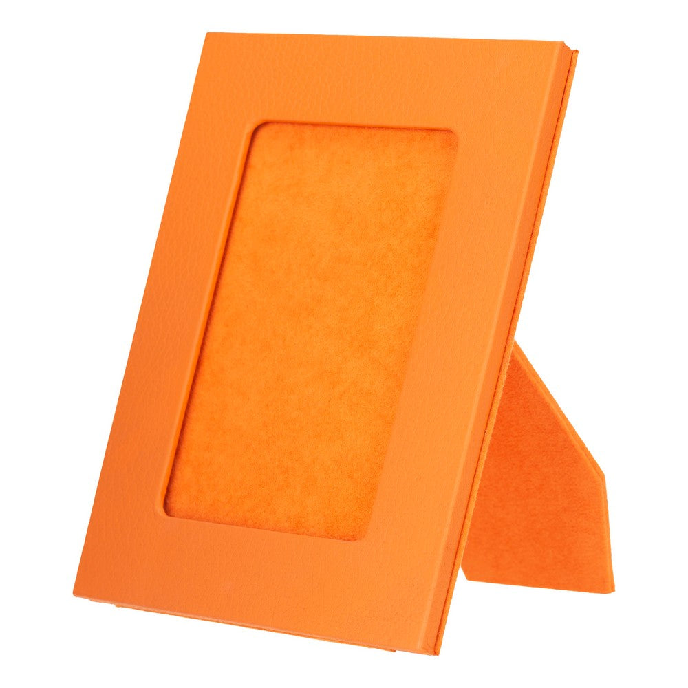 Real Leather Desktop Photo Frame, 22x17cm (15x10 photos) Orange