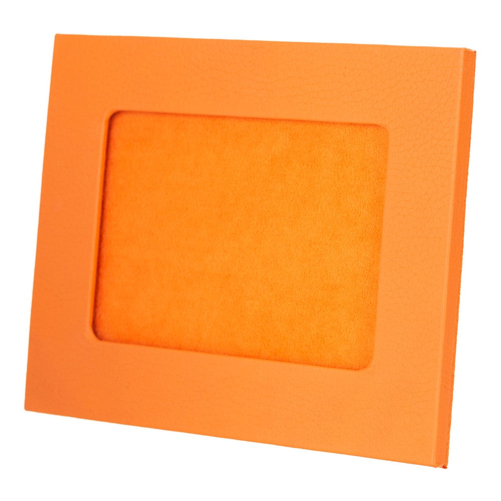 Real Leather Desktop Photo Frame, 22x17cm (15x10 photos) Orange