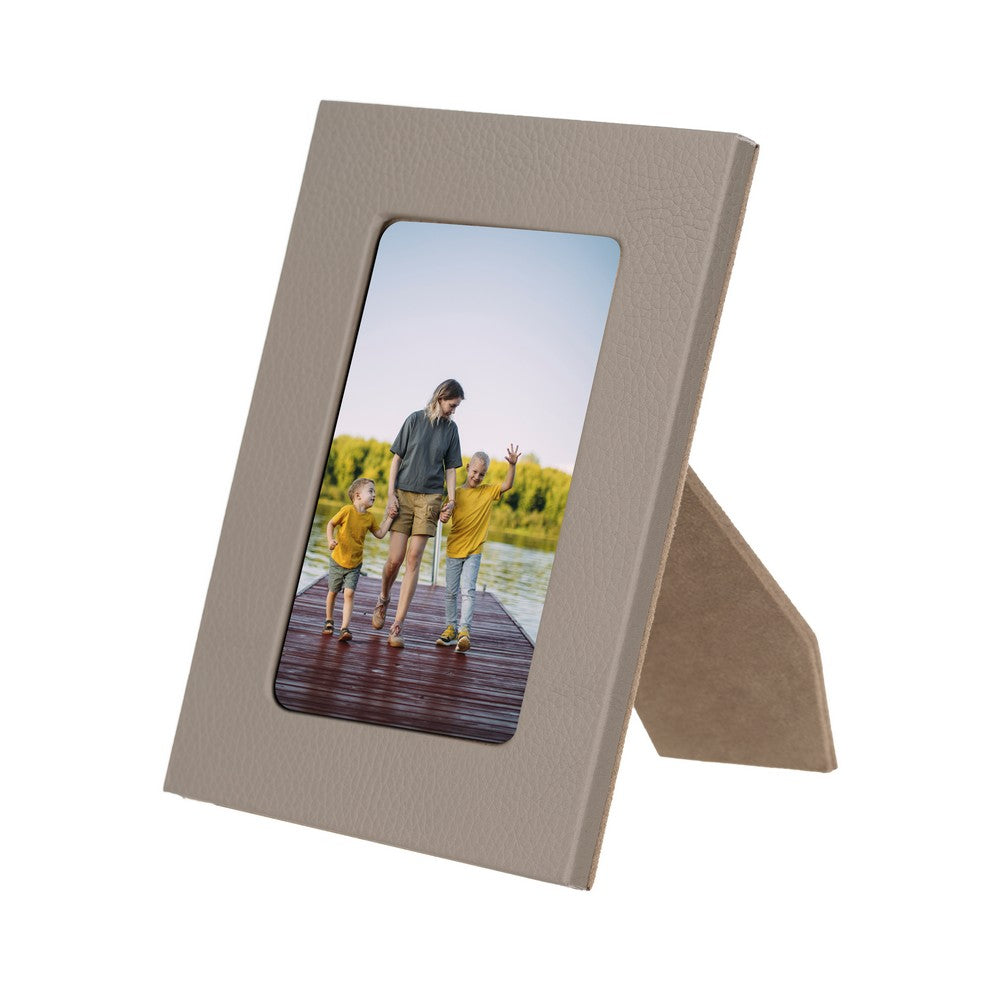 Real Leather Desktop Photo Frame, 22x17cm (15x10 photos) Mink