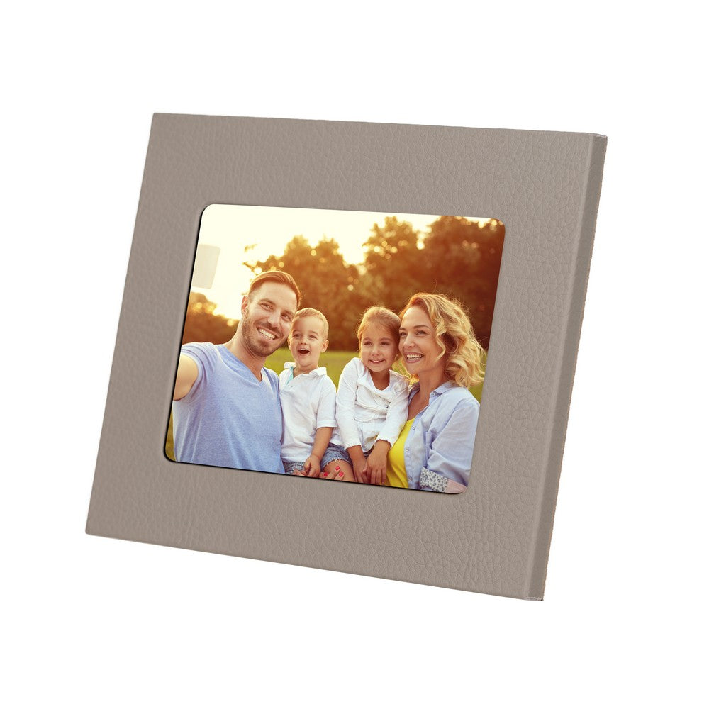 Real Leather Desktop Photo Frame, 22x17cm (15x10 photos) Mink