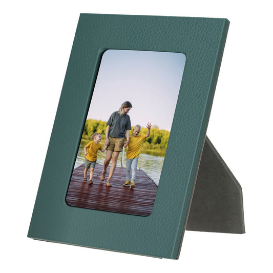 Real Leather Desktop Photo Frame, 22x17cm (15x10 photos) Green