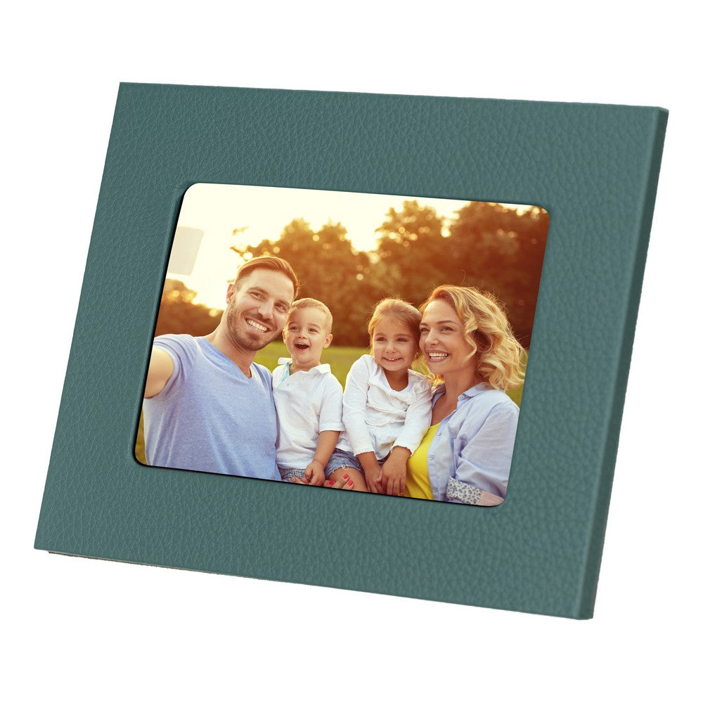 Real Leather Desktop Photo Frame, 22x17cm (15x10 photos) Green