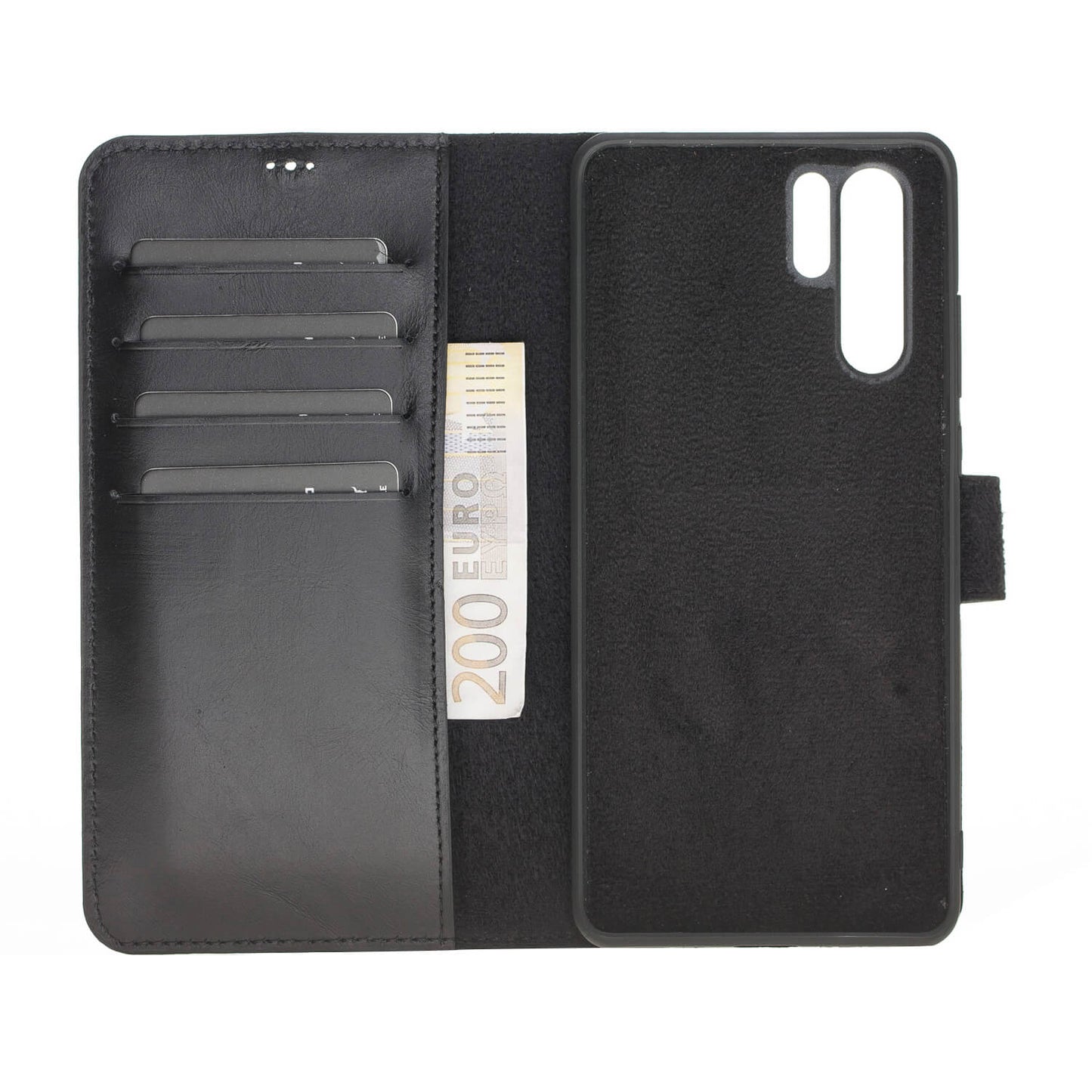 Huawei P30 Pro Compatible Leather Wallet Case RST1 Black