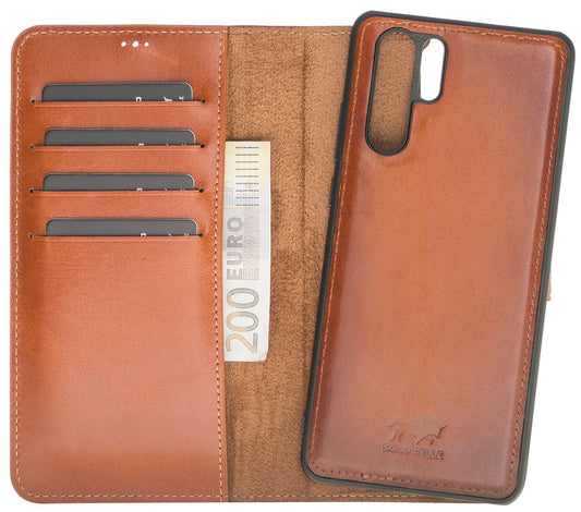 Huawei P30 Pro Compatible Leather Wallet Case RST2EF Brown