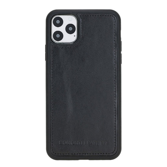 Apple iPhone 11 Pro Max Compatible Leather Back Cover RST1 Black