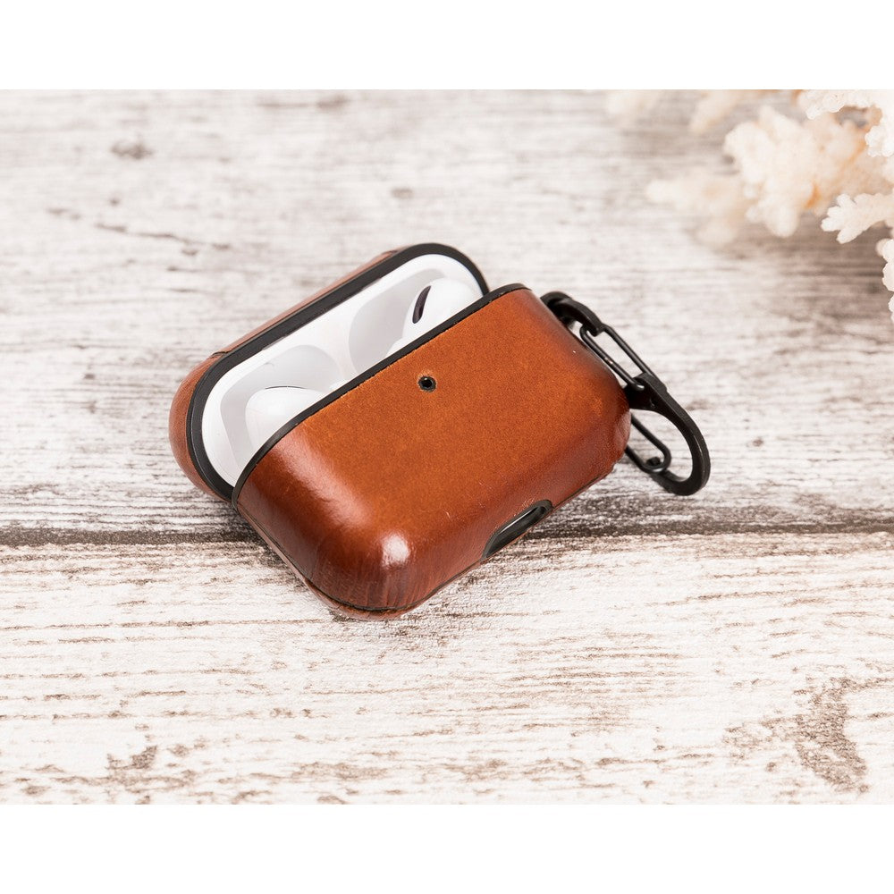 Apple AirPods Pro Compatible Leather Case Juni RST2EF Brown