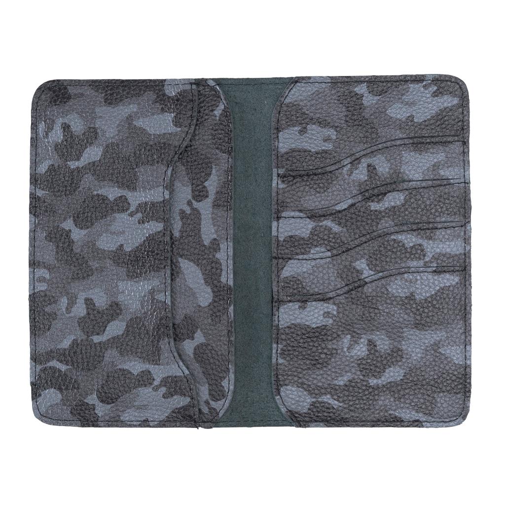 Leony Card Holder and Phone Case, 6 Card Sections, Camouflage Gray