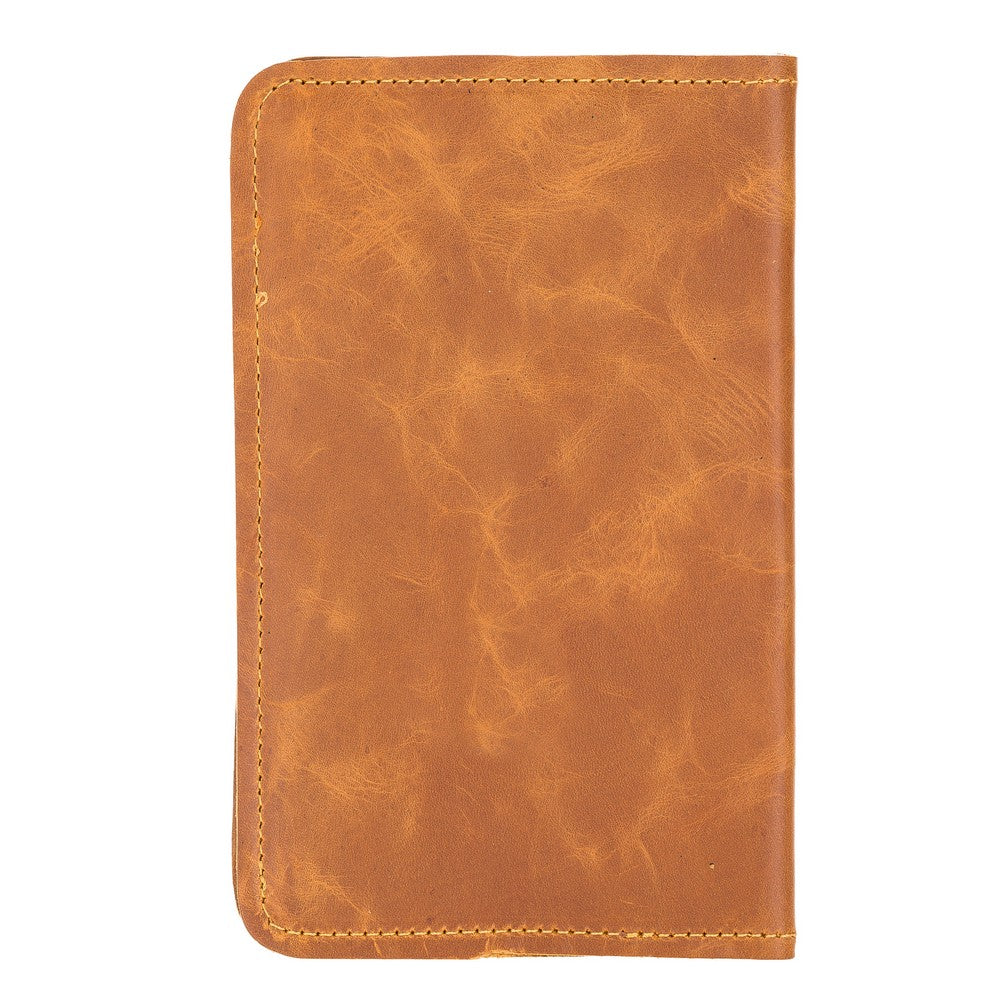 Passport Cover with Leather Wallet, 4 Card Compartments, Antique Tan