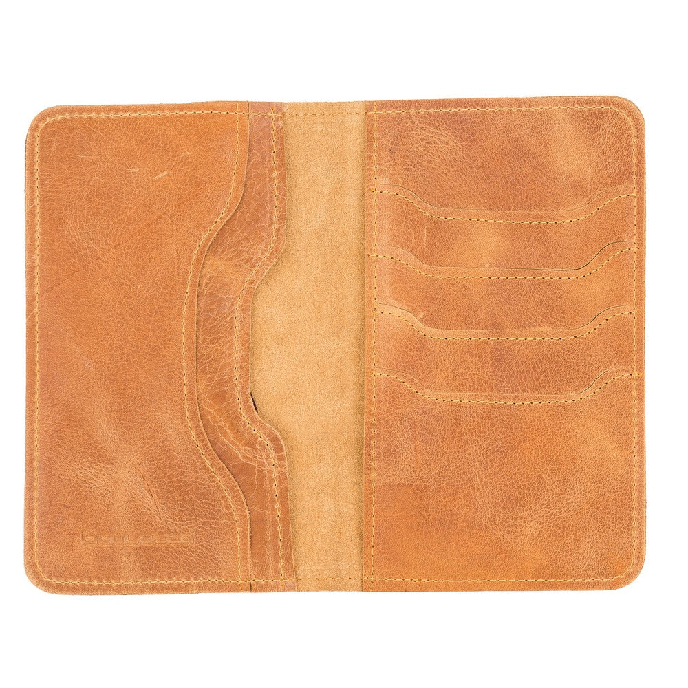 Leather Wallet Passport Cover, 4 Card Compartments, Rustic Tan