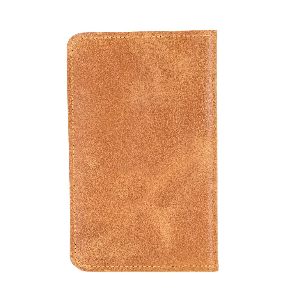 Leather Wallet Passport Cover, 4 Card Compartments, Rustic Tan