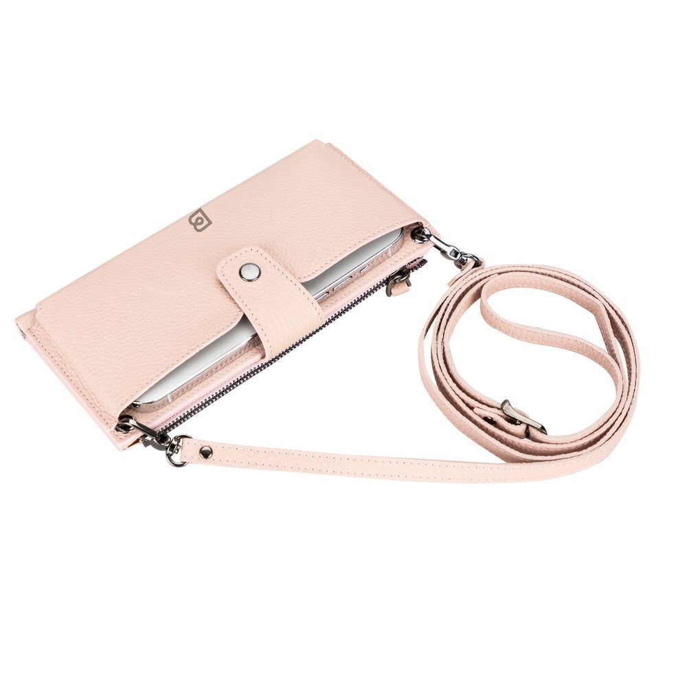 Lozan Strap 6.5 inch Uyumlu Deri Kartlıklı Cüzdan Kılıf ERC5 Pembe