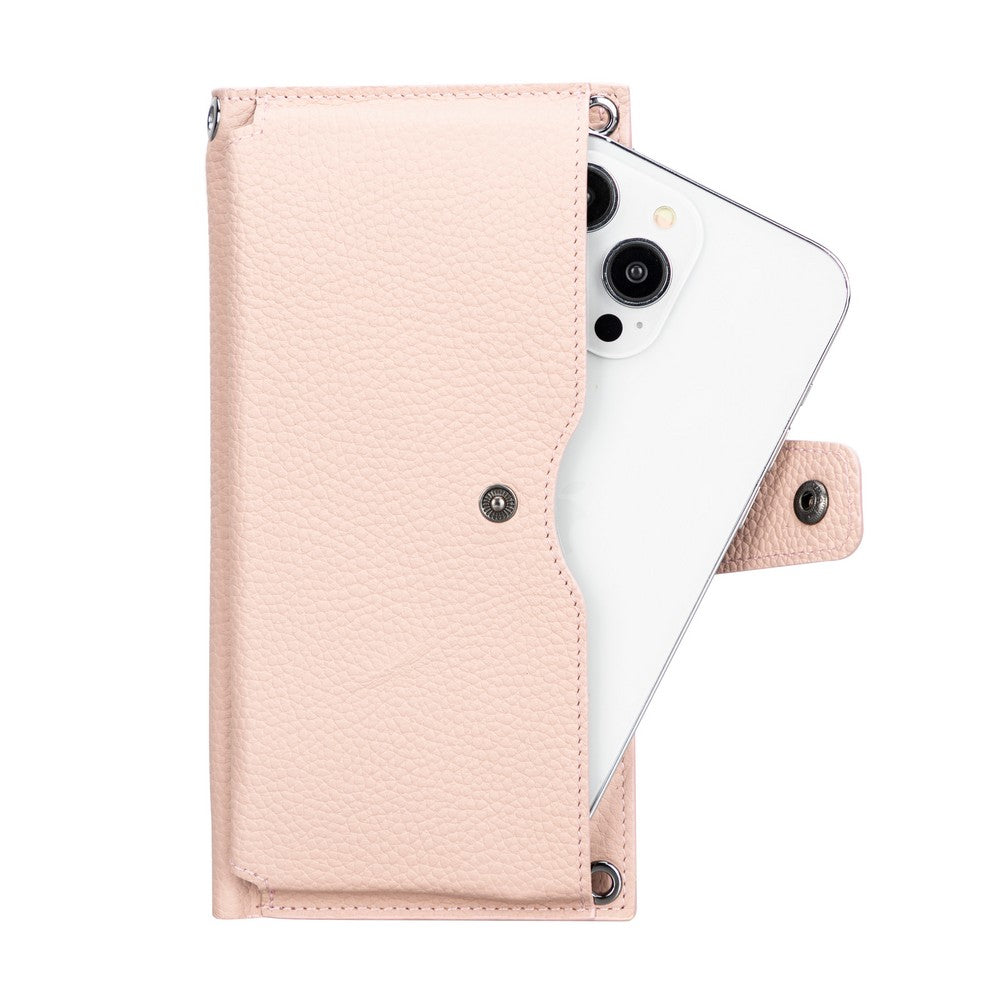 Lozan Strap 6.5 inch Uyumlu Deri Kartlıklı Cüzdan Kılıf ERC5 Pembe