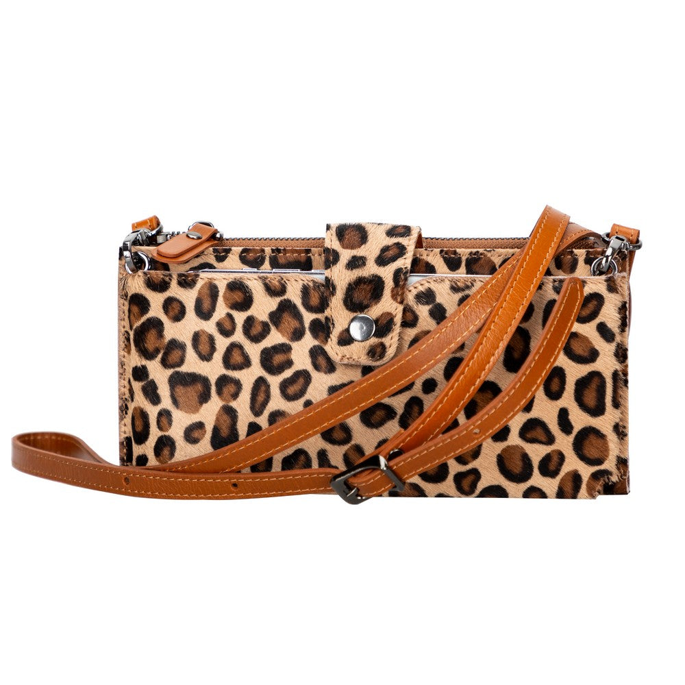 Lausanne Strap 6.5 inch Compatible Leather Card Holder Wallet Case LEO1 Leopard