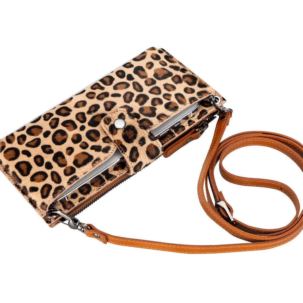 Lausanne Strap 6.5 inch Compatible Leather Card Holder Wallet Case LEO1 Leopard