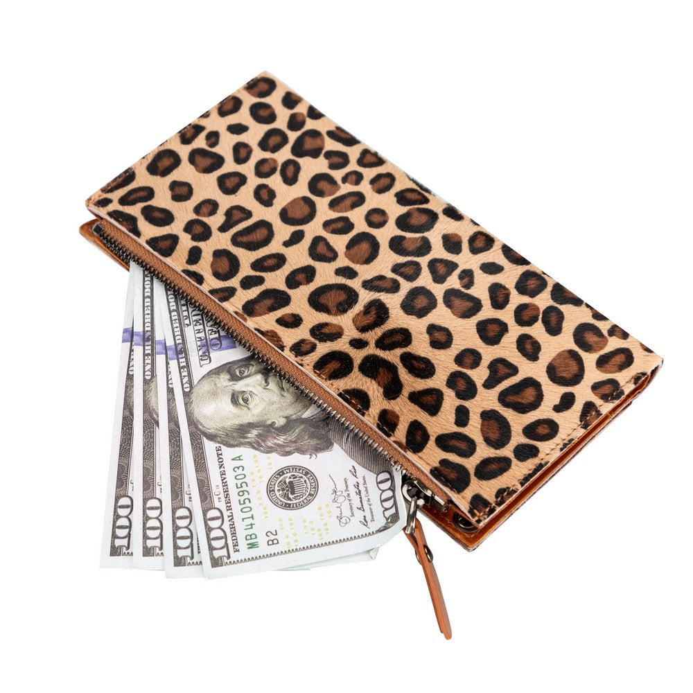 Lausanne Strap 6.5 inch Compatible Leather Card Holder Wallet Case LEO1 Leopard