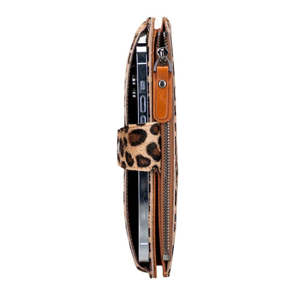 Lozan Strap 6.5 inch Uyumlu Deri Kartlıklı Cüzdan Kılıf LEO1 Leopar