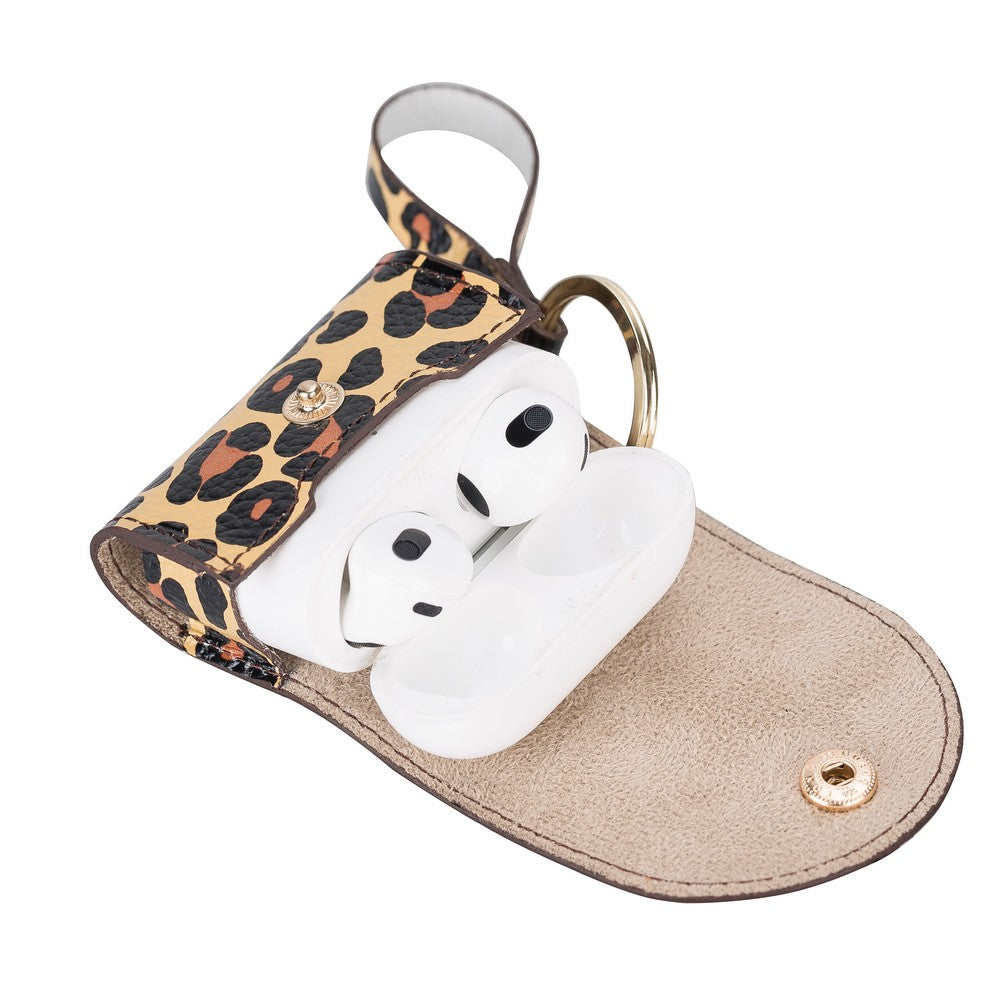 Apple AirPods 3rd generation Compatible Leather Case Mai Snap Leopard