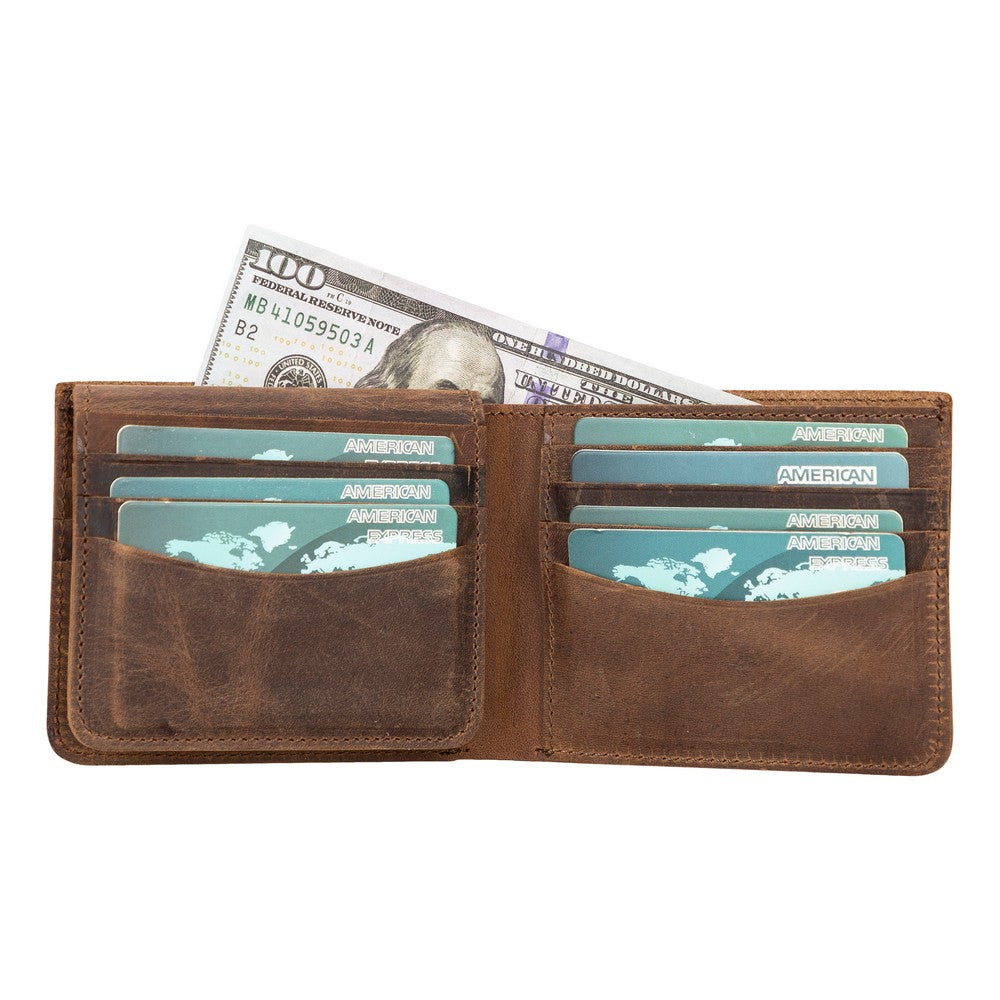 Paul Leather Wallet and Card Holder, 12 Card Compartments, Antique Brown