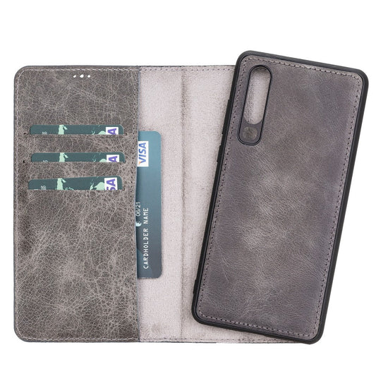 Huawei P30 Compatible Leather Wallet Case TN18EF Gray