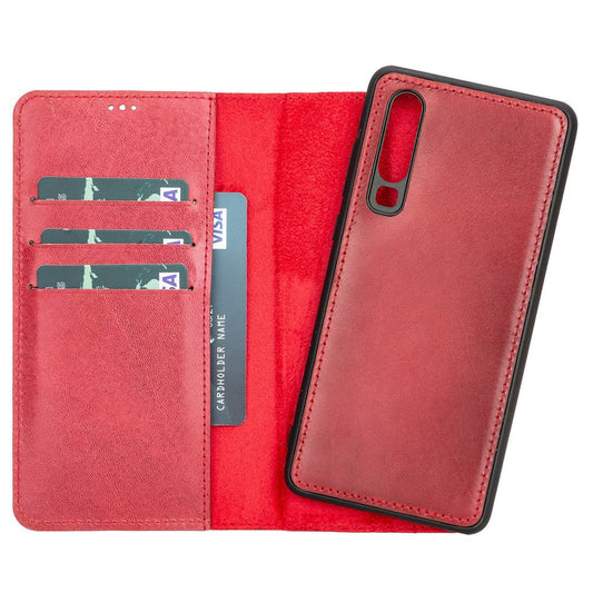 Huawei P30 Compatible Leather Wallet Case V4EF Red