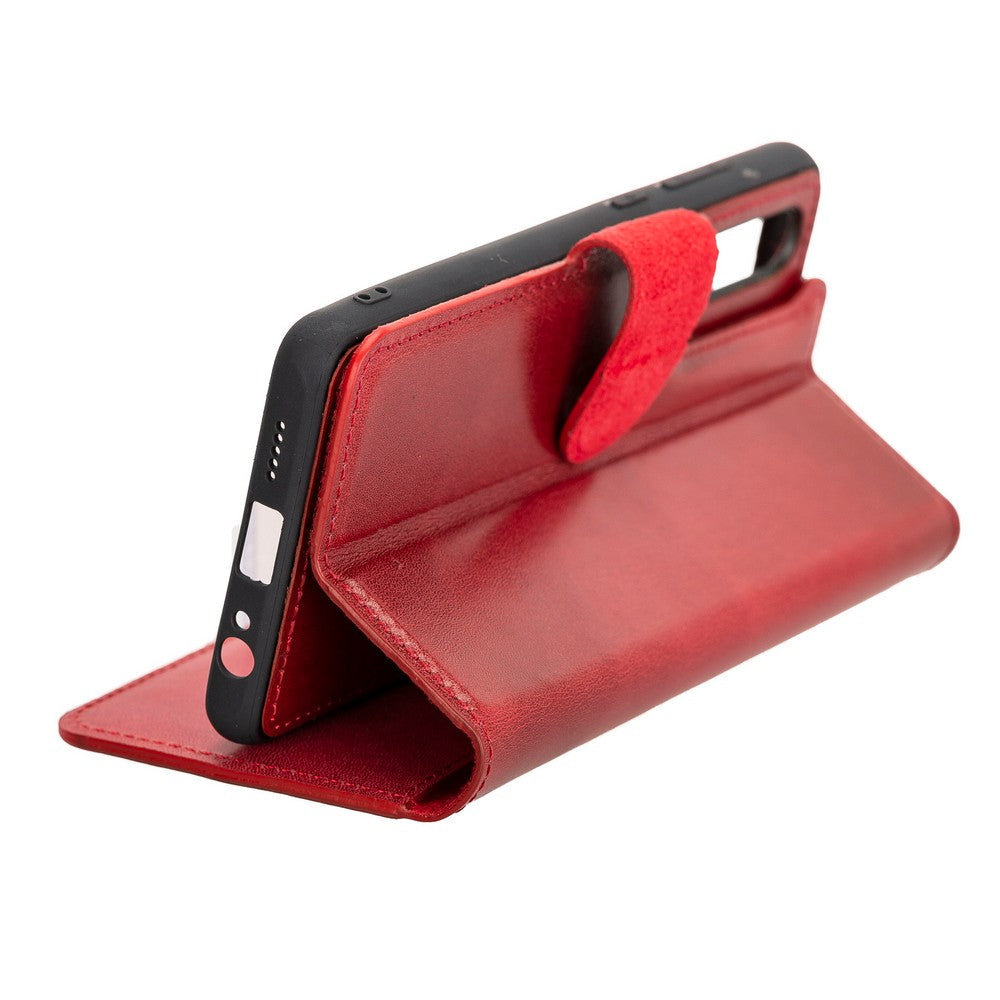 Huawei P30 Compatible Leather Wallet Case V4EF Red