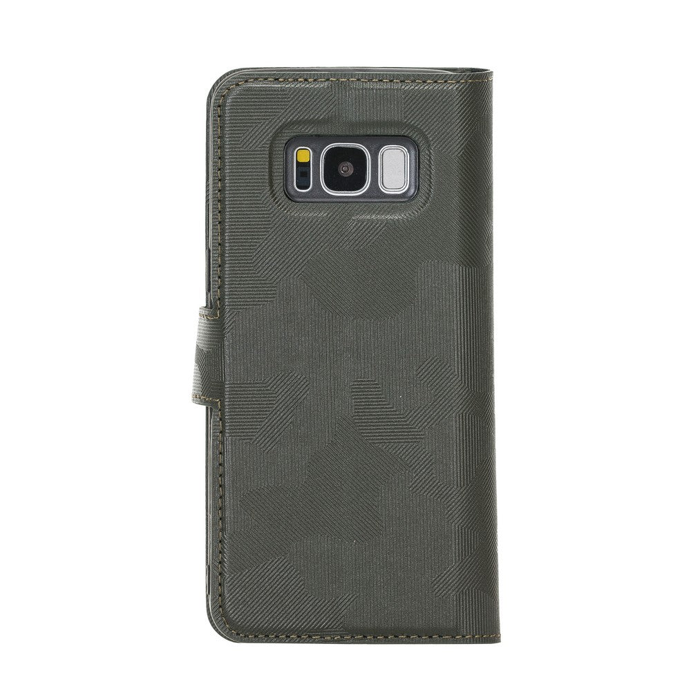 Samsung Galaxy S8 Compatible Leather Wallet Case Camouflage Green