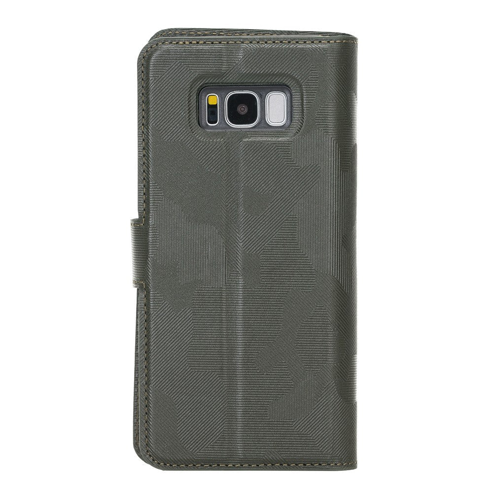 Samsung Galaxy S8 Plus Compatible Leather Wallet Case Camouflage Green