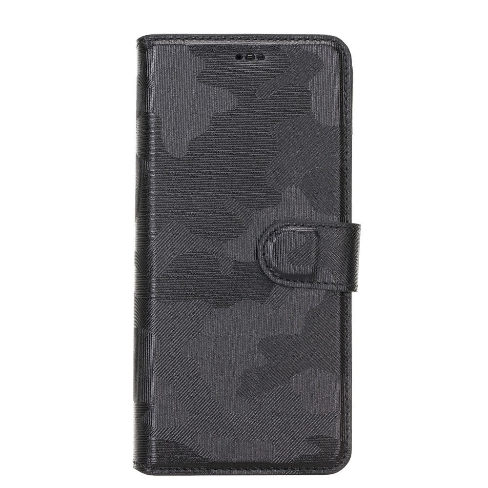 Samsung Galaxy S8 Plus Compatible Leather Wallet Case Camouflage Black