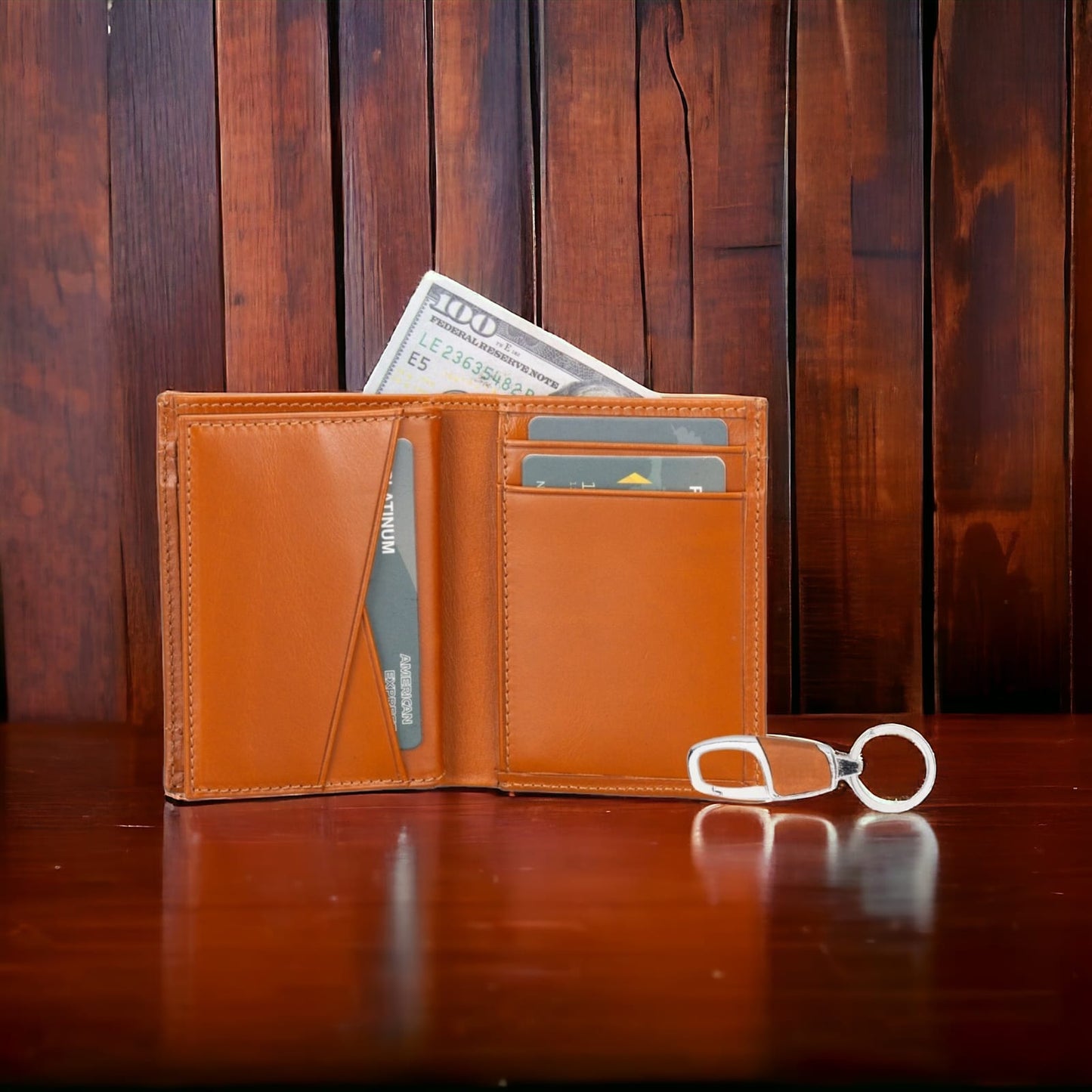 Effect Rustic Tan Wallet and Keychain Bundle